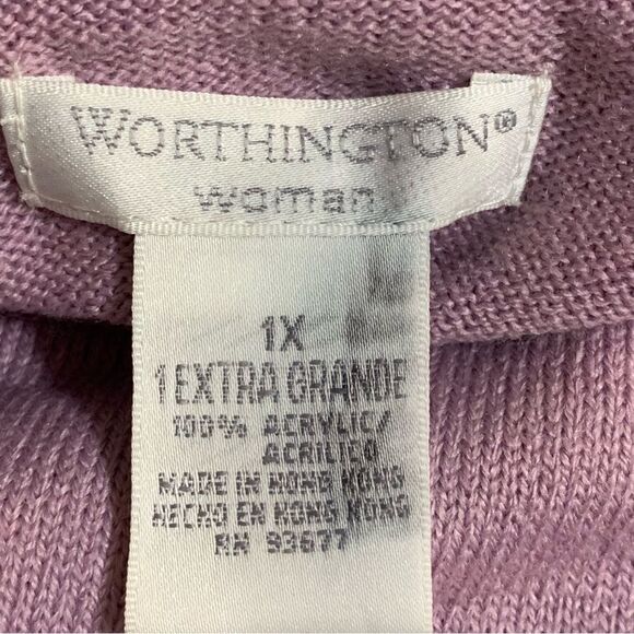 WORTHINGTON Sequence Bead Lavender Cardigan Faux Gem Buttons Women 1X. - Picture 10 of 12